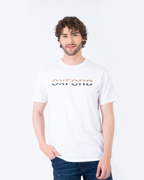 Camiseta blanca estampado frontal para hombre