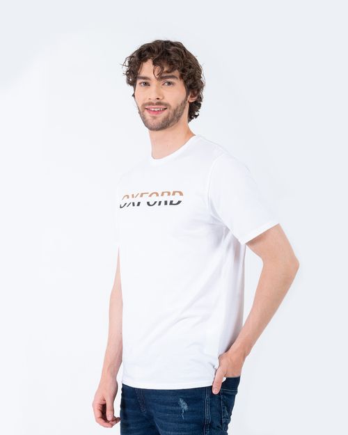 Camiseta blanca estampado frontal para hombre