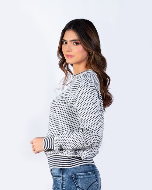 Sweater azul estampado para mujer