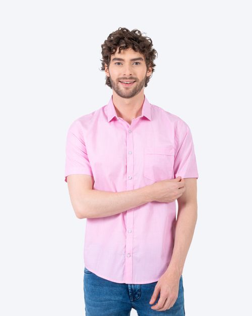 Camisa rosada manga corta para hombre