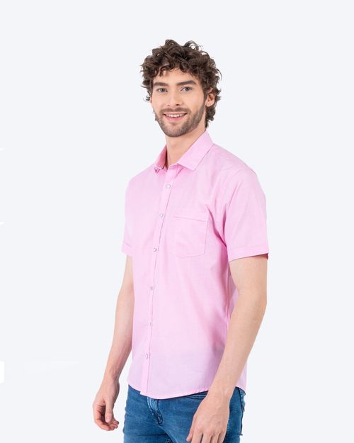 Camisa rosada manga corta para hombre