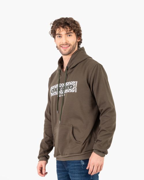 Buzo verde estampado frontal para hombre