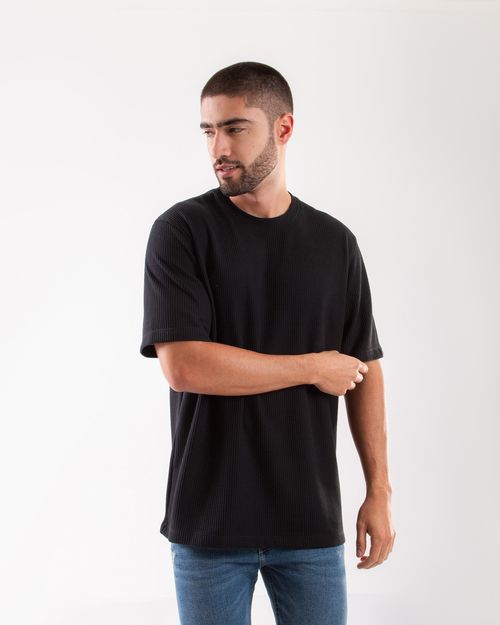 Camiseta negra tejida para hombre