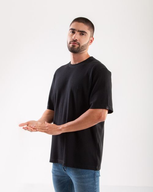 Camiseta negra tejida para hombre