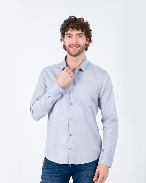 Camisa gris manga larga para hombre