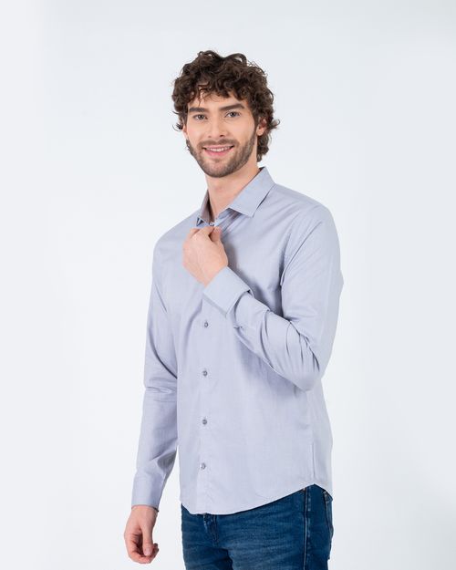 Camisa gris manga larga para hombre