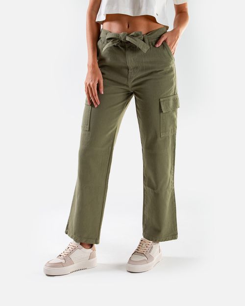 Pantalon cargo verde para mujer