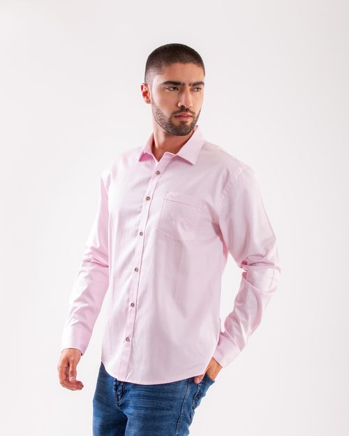 Camisa rosada manga larga para hombre