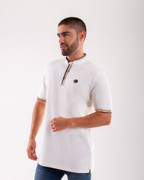 Polo blanca cuello neru para hombre