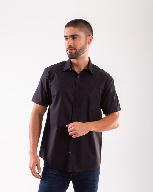 Camisa negra manga corta para hombre