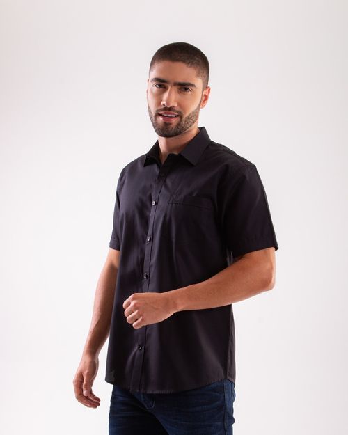Camisa negra manga corta para hombre