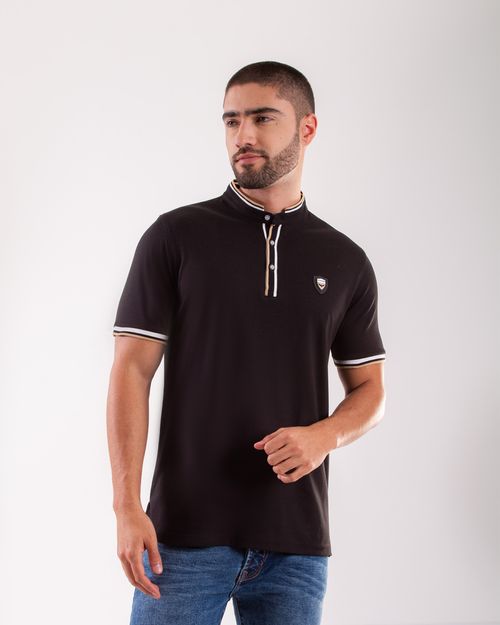 Polo negra cuello neru para hombre