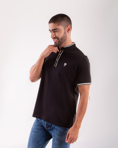 Polo negra cuello neru para hombre