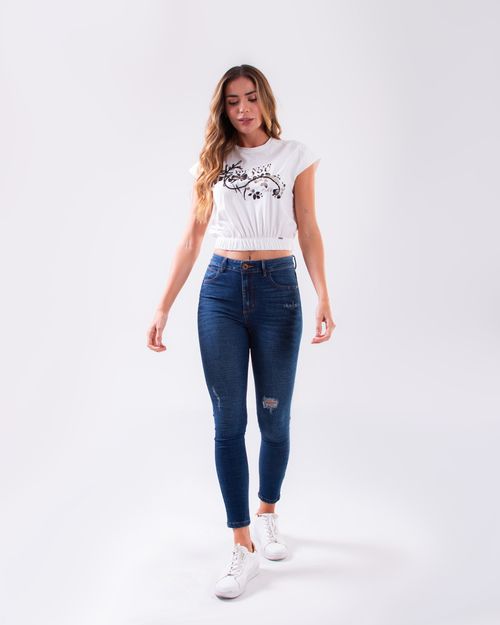 Camiseta blanca estampado frontal para mujer