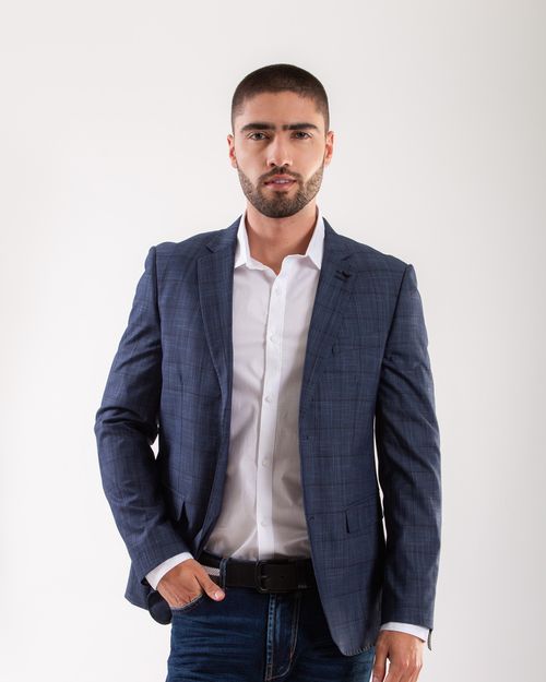 Blazer azul de cuadros para hombre
