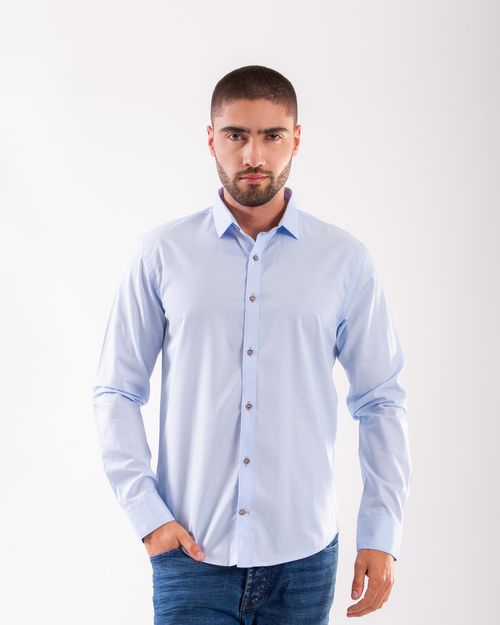 Camisa celeste manga larga para hombre