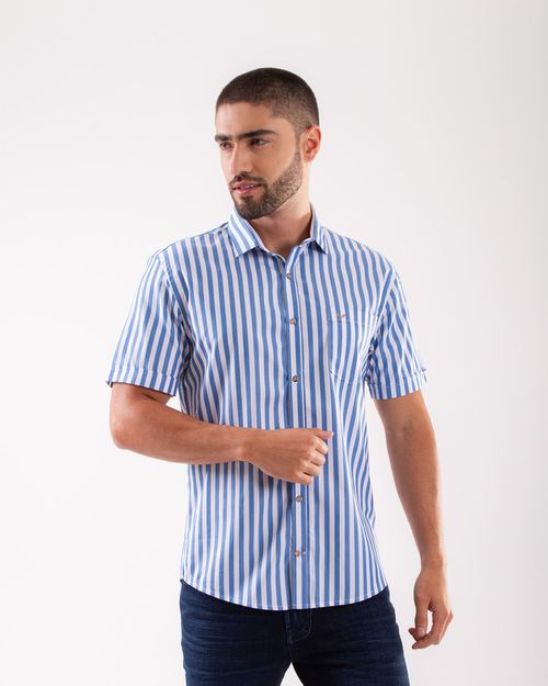 Camisa azul de rayas para hombre