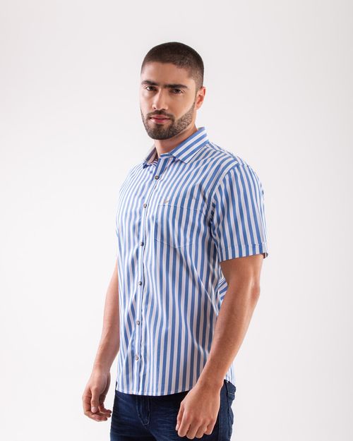 Camisa azul de rayas para hombre
