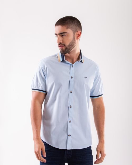 Camisa celeste manga corta para hombre