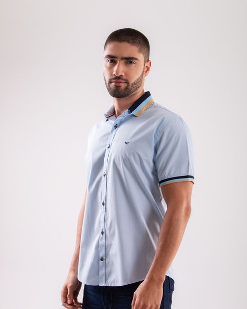 Camisa celeste manga corta para hombre