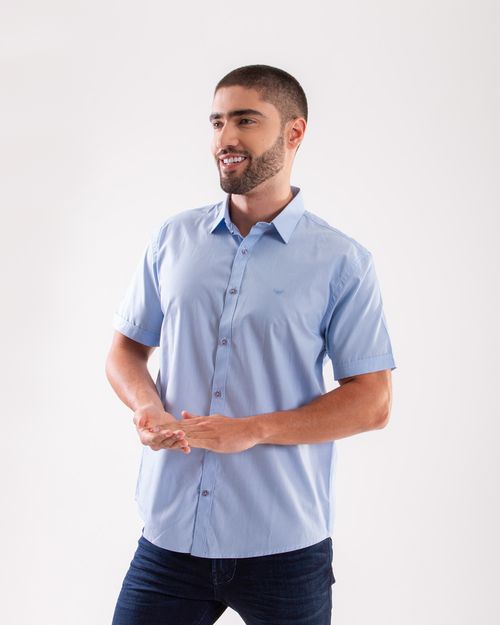 Camisa celeste manga corta para hombre