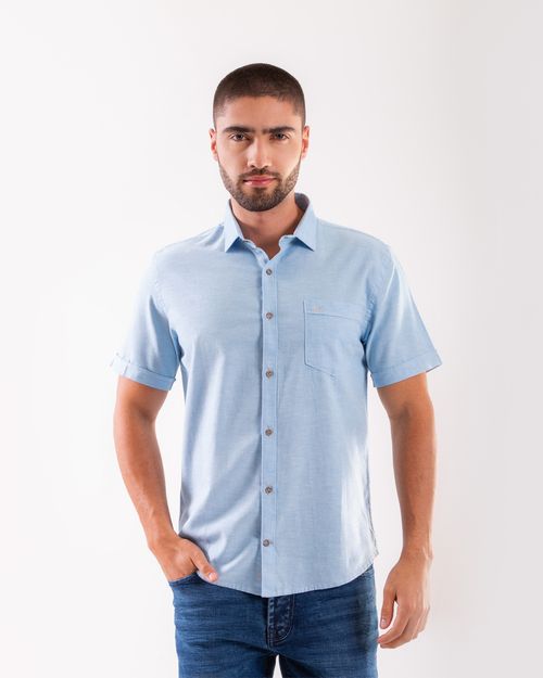 Camisa celeste manga corta para hombre