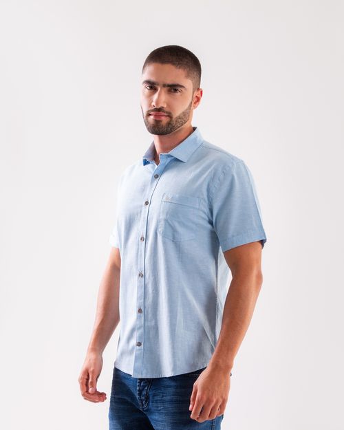 Camisa celeste manga corta para hombre