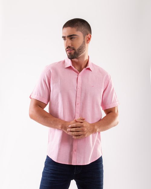 Camisa rosada manga cota para hombre