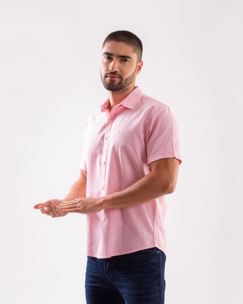 Camisa rosada manga cota para hombre