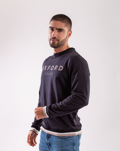 Buzo negro estampado frontal para hombre
