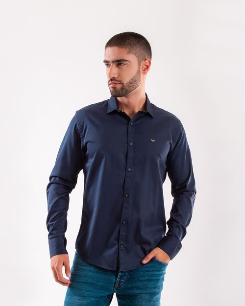 Camisa azul manga larga para hombre