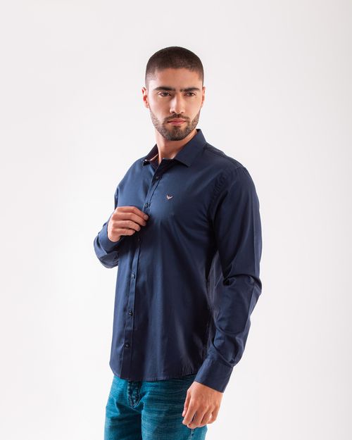 Camisa azul manga larga para hombre