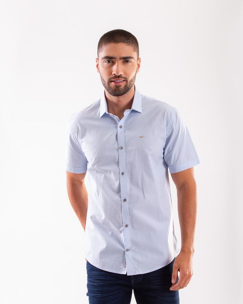 Camisa celeste manga corta para hombre