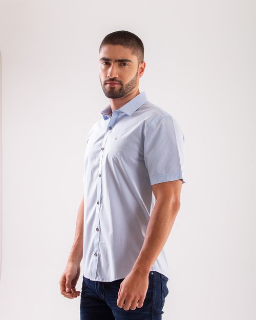 Camisa celeste manga corta para hombre