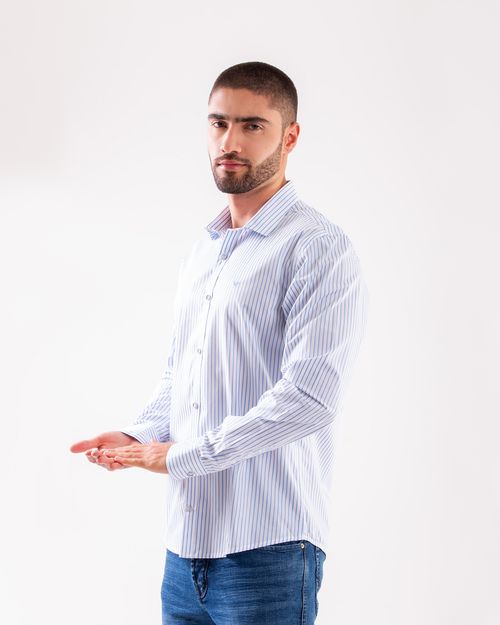 Camisa celeste manga larga para hombre