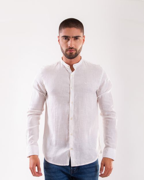 Camisa beige manga larga para hombre