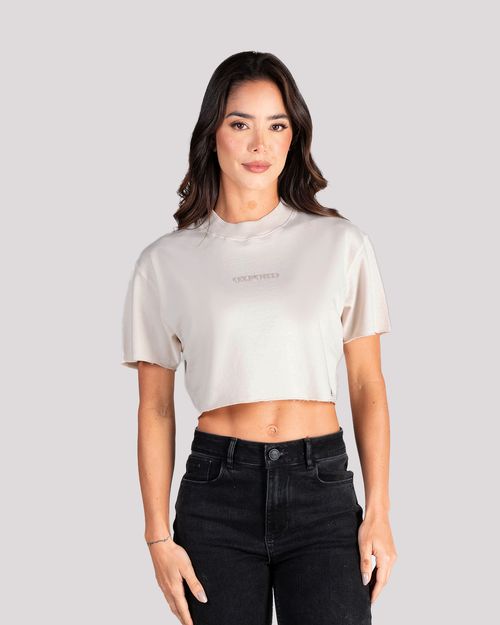Camiseta arena estampado frontal para mujer