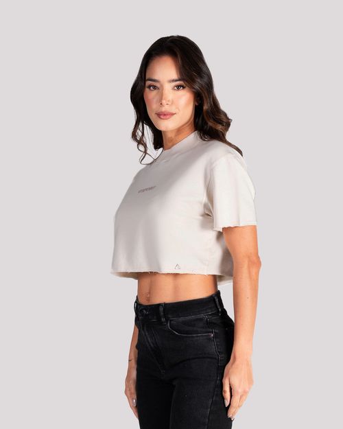 Camiseta arena estampado frontal para mujer