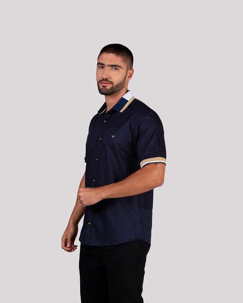 Camisa azul manga corta para Hombre