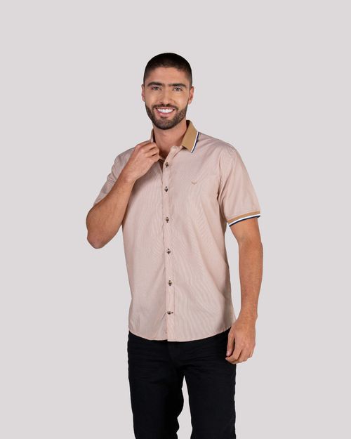 Camisa caqui manga corta para hombre