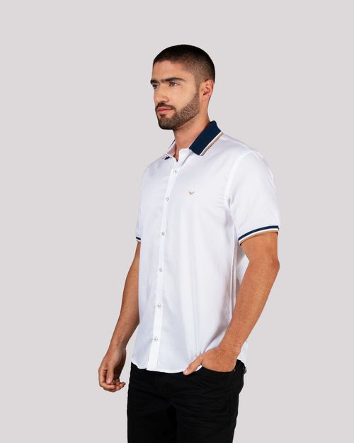 Camisa blanca manga corta para hombre