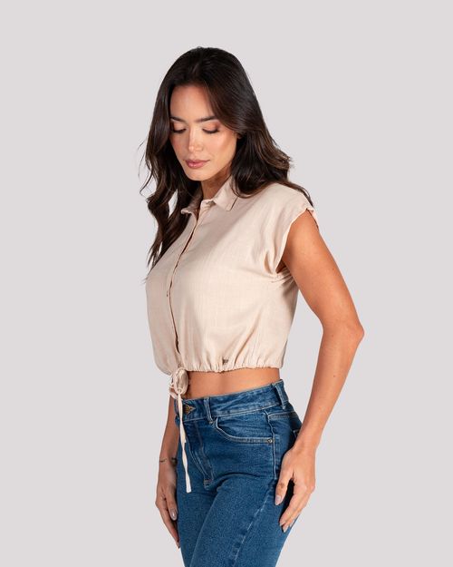 Camisa arena manga corta para mujer