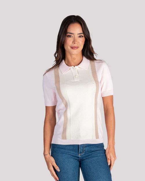 polo tejida rosada para mujer