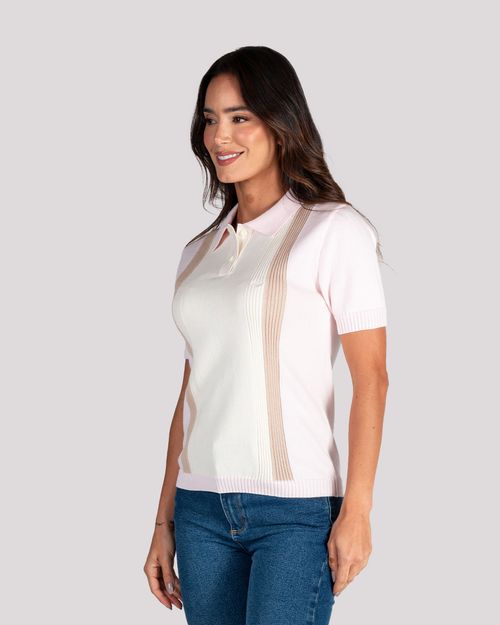 polo tejida rosada para mujer