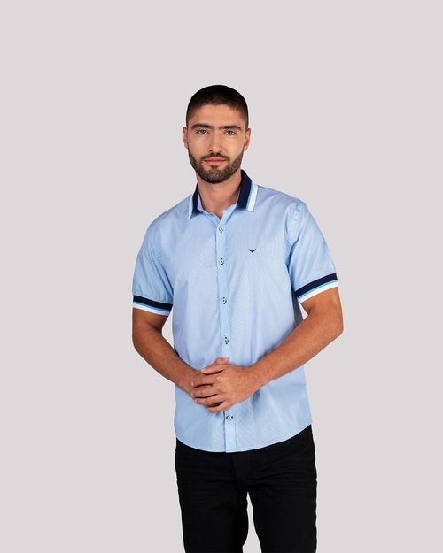 Camisa celeste manga corta para hombre