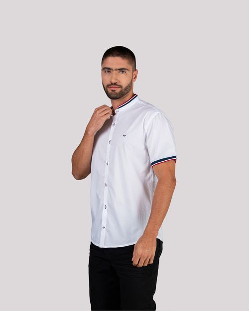 Camisa blanca manga corta para hombre