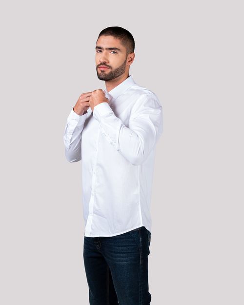 Camisa blanca manga larga para hombre