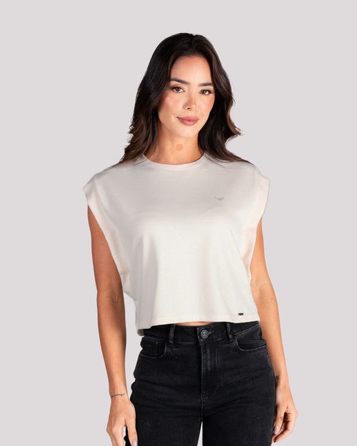 Camiseta arena manga sisa para mujer