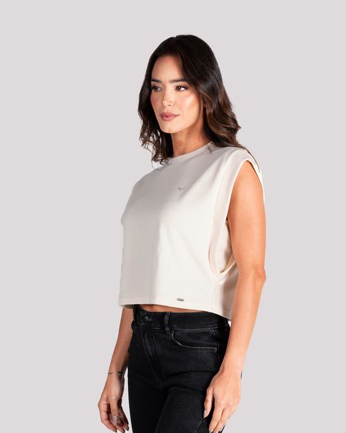 Camiseta arena manga sisa para mujer