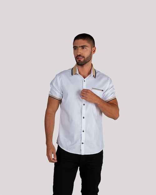 Camisa blanca manga corta para hombre